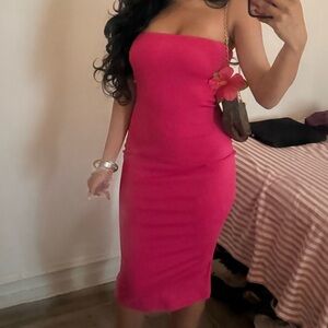 Elegant Pink Strapless Dress